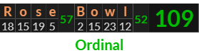 "Rose Bowl" = 109 (Ordinal)