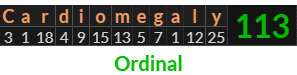 "Cardiomegaly" = 113 (Ordinal)