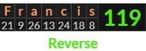 "Francis" = 119 (Reverse)