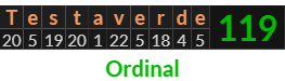 "Testaverde" = 119 (Ordinal)