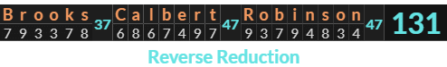 Brooks Calbert Robinson = 131 Reverse Reduction