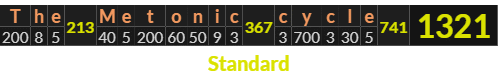 "The Metonic cycle" = 1321 (Standard)