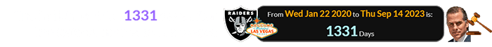 The indictment fell 1331 days after the Raiders moved to Las Vegas: