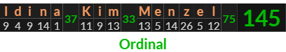 "Idina Kim Menzel" = 145 (Ordinal)