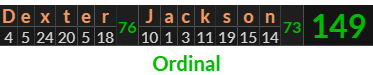 "Dexter Jackson" = 149 (Ordinal)