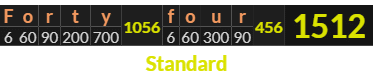 "Forty four" = 1512 (Standard)