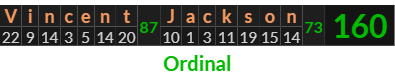 "Vincent Jackson" = 160 (Ordinal)