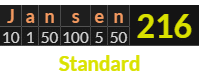 "Jansen" = 216 (Standard)
