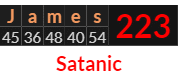 "James" = 223 (Satanic)