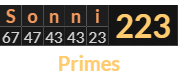 "Sonni" = 223 (Primes)