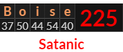 "Boise" = 225 (Satanic)