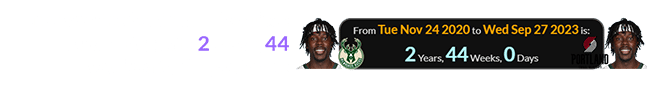 Jrue was traded from Milwaukee a span of exactly 2 years, 44 weeks after he got there: Jrue was traded from Milwaukee a span of exactly 2 years, 44 weeks after he got there: