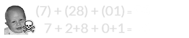 (7) + (28) + (01) = 36 and 7 + 2+8 + 0+1 = 18