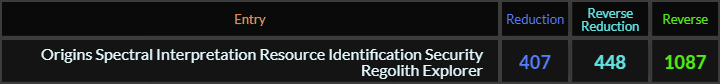 Origins Spectral Interpretation Resource Identification Security Regolith Explorer = 407, 448, and 1087