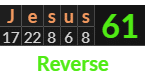 "Jesus" = 61 (Reverse)
