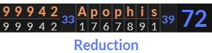 "99942 Apophis" = 72 (Reduction)