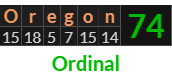 "Oregon" = 74 (Ordinal)