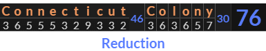 "Connecticut Colony" = 76 (Reduction)