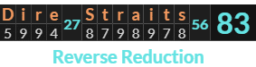 "Dire Straits" = 83 (Reverse Reduction)