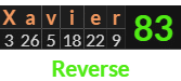 "Xavier" = 83 (Reverse)