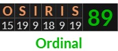 "OSIRIS" = 89 (Ordinal)