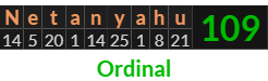 "Netanyahu" = 109 (Ordinal)
