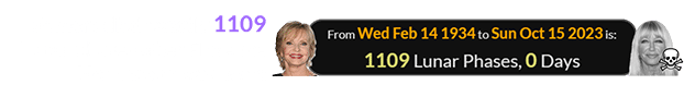 Somers died exactly 1109 Lunar phases after Florence Henderson was born:
