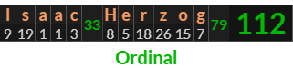 "Isaac Herzog" = 112 (Ordinal)