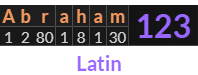 "Abraham" = 123 (Latin)