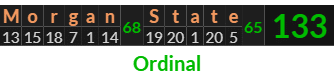 "Morgan State" = 133 (Ordinal)