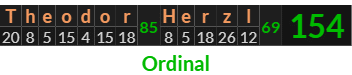 "Theodor Herzl" = 154 (Ordinal)