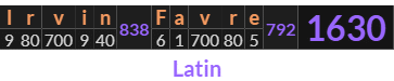 "Irvin Favre" = 1630 (Latin)