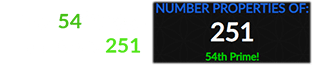 The 54th Prime number is 251: