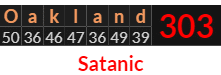 "Oakland" = 303 (Satanic)
