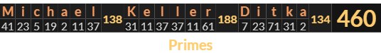 "Michael Keller Ditka" = 460 (Primes)