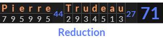 "Pierre Trudeau" = 71 (Reduction)