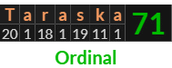 "Taraska" = 71 (Ordinal)