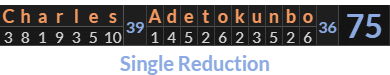 "Charles Adetokunbo" = 75 (Single Reduction)