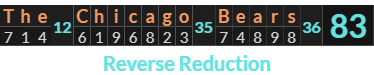 "The Chicago Bears" = 83 (Reverse Reduction)