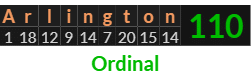"Arlington" = 110 (Ordinal)