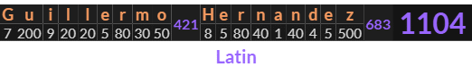 "Guillermo Hernandez" = 1104 (Latin)