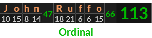 "John Ruffo" = 113 (Ordinal)