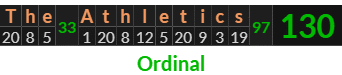 "The Athletics" = 130 (Ordinal)