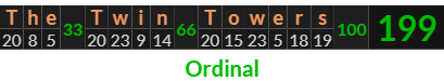 "The Twin Towers" = 199 (Ordinal) 