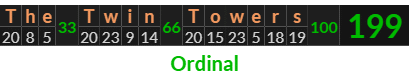 "The Twin Towers" = 199 (Ordinal)