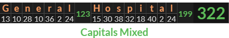 "General Hospital" = 322 (Capitals Mixed)