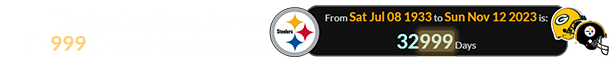 The Steelers franchise was 32,999 days old for the game: