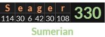 "Seager" = 330 (Sumerian)