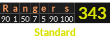 "Rangers" = 343 (Standard)