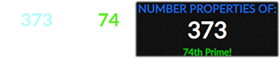 373 is the 74th Prime number: